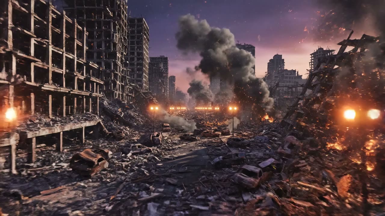 Ruined street environment